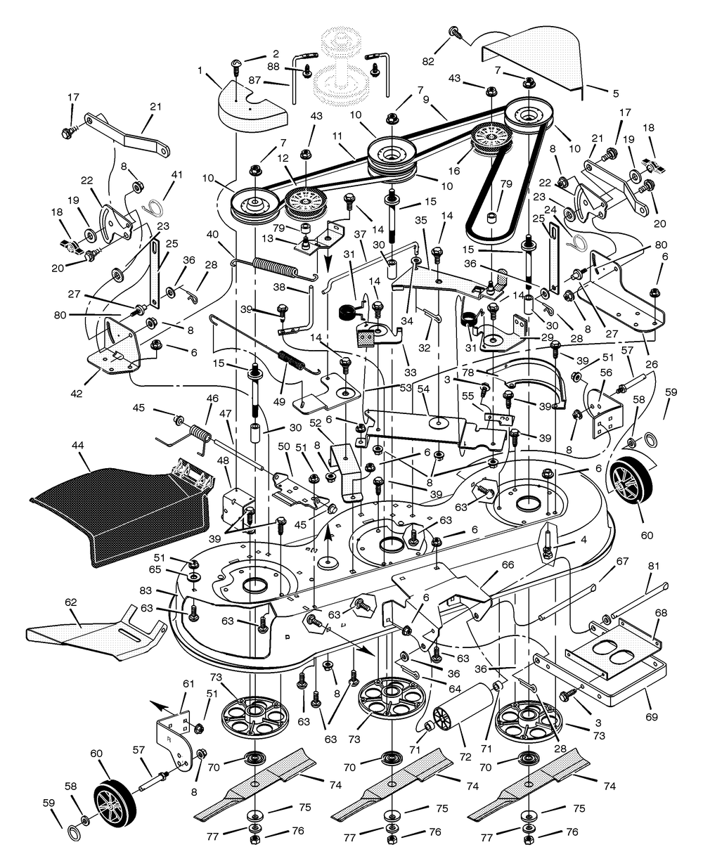 Mower Housing Diagram and Parts List for 465602X8B 2001 Briggs and Stratton Lawn Tractor